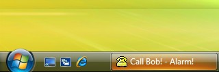 If you do not click the alarm notification balloon, then after 9 seconds the balloon hides and the alarm message gently blinks on your Windows taskbar and you are able to check it later at any time.